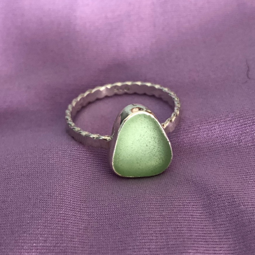 Sea Glass Sterling Silver Ring size 8